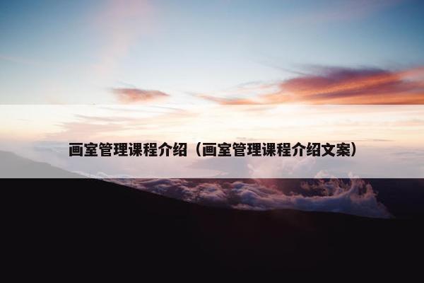 画室管理课程介绍（画室管理课程介绍文案）