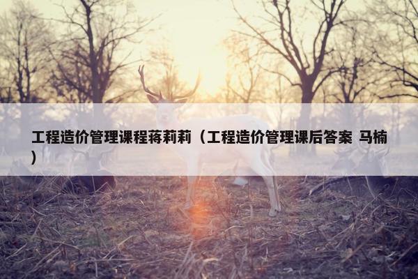 工程造价管理课程蒋莉莉（工程造价管理课后答案 马楠）