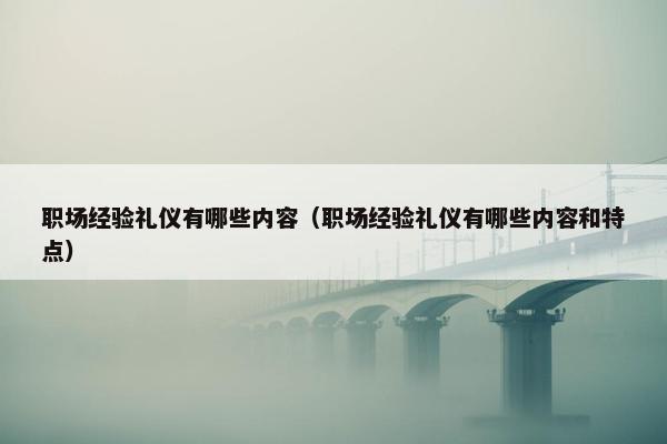 职场经验礼仪有哪些内容（职场经验礼仪有哪些内容和特点）