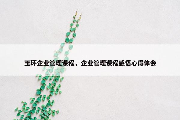玉环企业管理课程，企业管理课程感悟心得体会